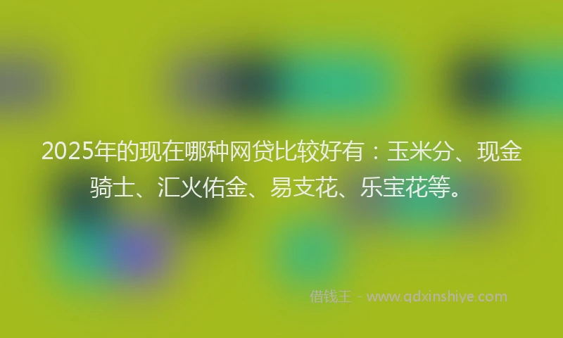 2025年的现在哪种网贷比较好有：玉米分、现金骑士、汇火佑金、易支花、乐宝花等。