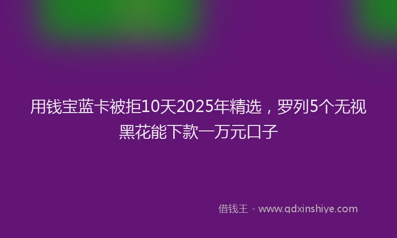 用钱宝蓝卡被拒10天2025年精选，罗列5个无视黑花能下款一万元口子