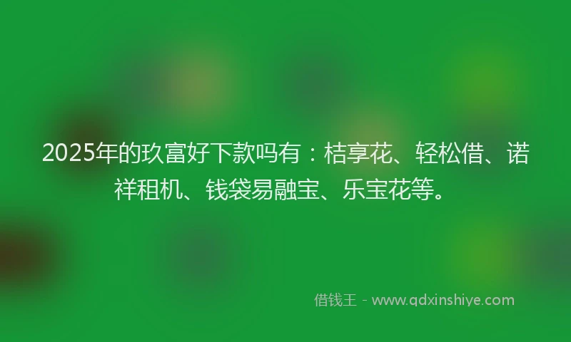 2025年的玖富好下款吗有：桔享花、轻松借、诺祥租机、钱袋易融宝、乐宝花等。