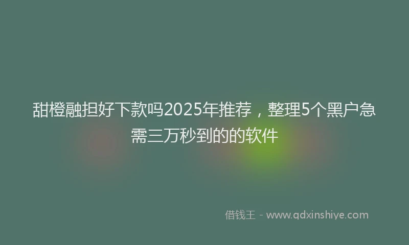 甜橙融担好下款吗2025年推荐，整理5个黑户急需三万秒到的的软件