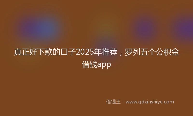 真正好下款的口子2025年推荐，罗列五个公积金借钱app