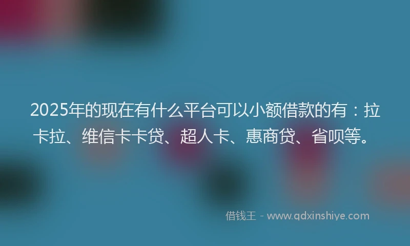 2025年的现在有什么平台可以小额借款的有：拉卡拉、维信卡卡贷、超人卡、惠商贷、省呗等。