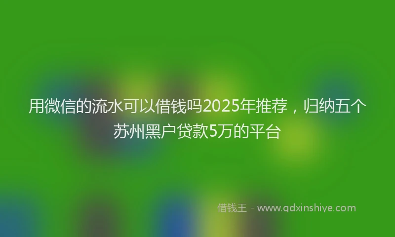 用微信的流水可以借钱吗2025年推荐，归纳五个苏州黑户贷款5万的平台