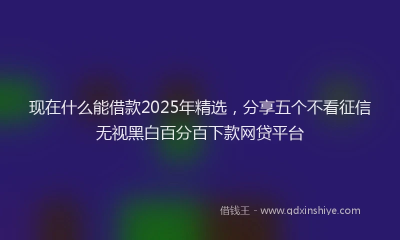 现在什么能借款2025年精选，分享五个不看征信无视黑白百分百下款网贷平台