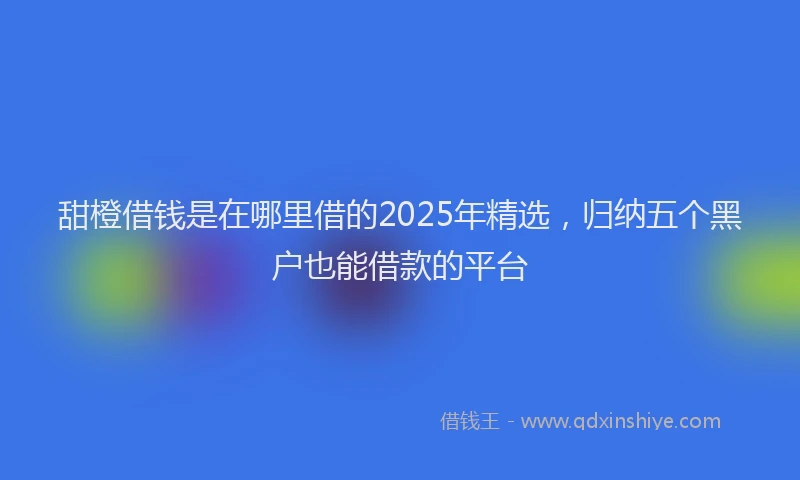 甜橙借钱是在哪里借的2025年精选，归纳五个黑户也能借款的平台
