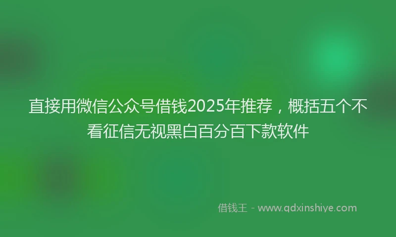 直接用微信公众号借钱2025年推荐，概括五个不看征信无视黑白百分百下款软件