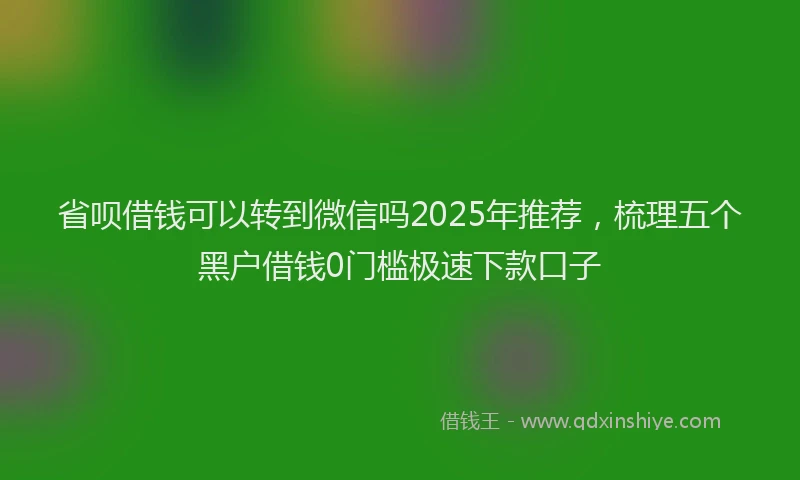 省呗借钱可以转到微信吗2025年推荐，梳理五个黑户借钱0门槛极速下款口子