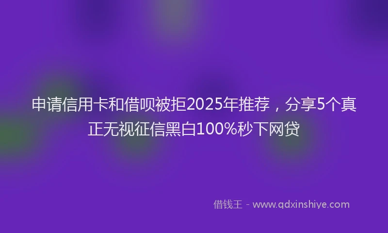申请信用卡和借呗被拒2025年推荐，分享5个真正无视征信黑白100%秒下网贷