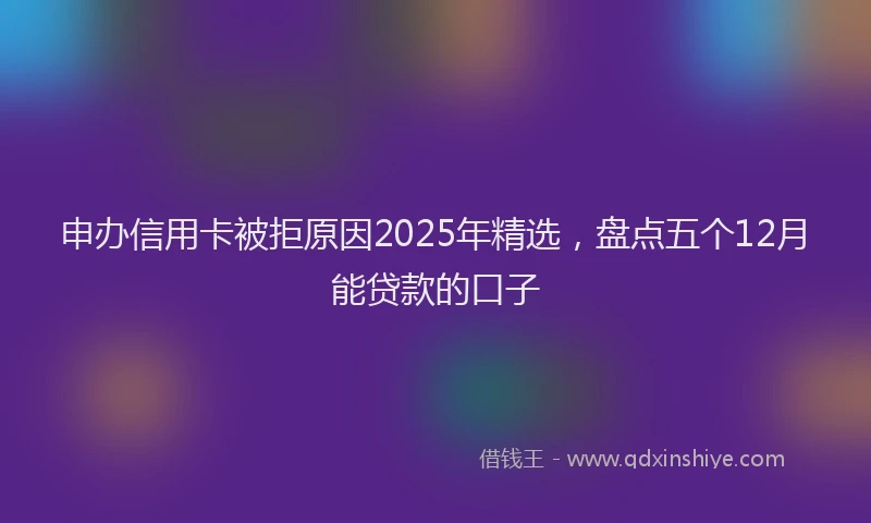 申办信用卡被拒原因2025年精选，盘点五个12月能贷款的口子