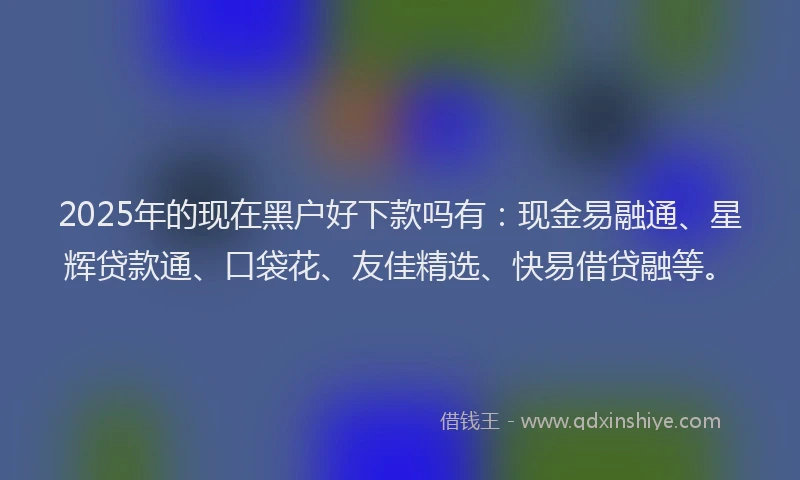 2025年的现在黑户好下款吗有：现金易融通、星辉贷款通、口袋花、友佳精选、快易借贷融等。