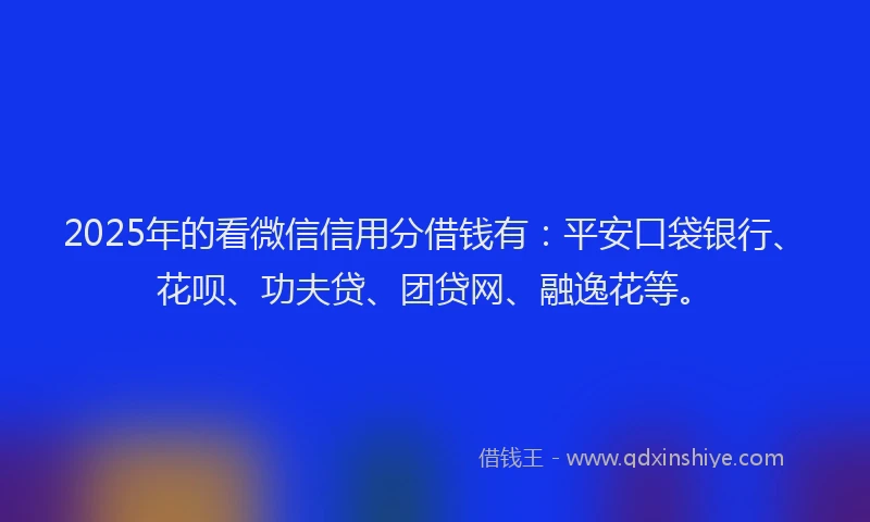 2025年的看微信信用分借钱有：平安口袋银行、花呗、功夫贷、团贷网、融逸花等。