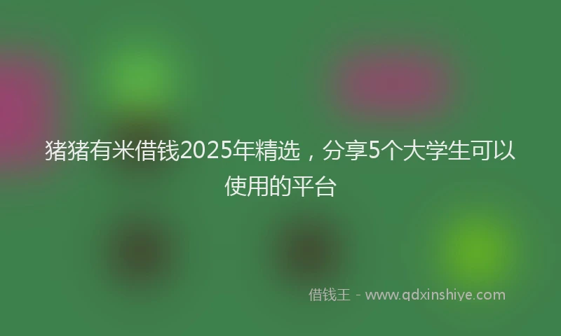 猪猪有米借钱2025年精选，分享5个大学生可以使用的平台