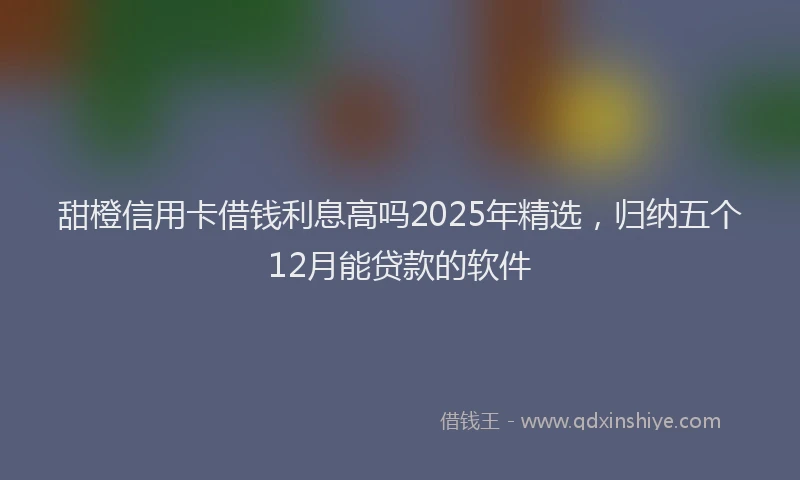 甜橙信用卡借钱利息高吗2025年精选，归纳五个12月能贷款的软件