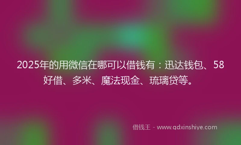 2025年的用微信在哪可以借钱有：迅达钱包、58好借、多米、魔法现金、琉璃贷等。