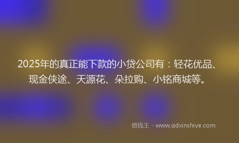 2025年的真正能下款的小贷公司有：轻花优品、现金侠途、天源花、朵拉购、小铭商城等。