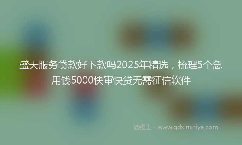 盛天服务贷款好下款吗2025年精选，梳理5个急用钱5000快审快贷无需征信软件