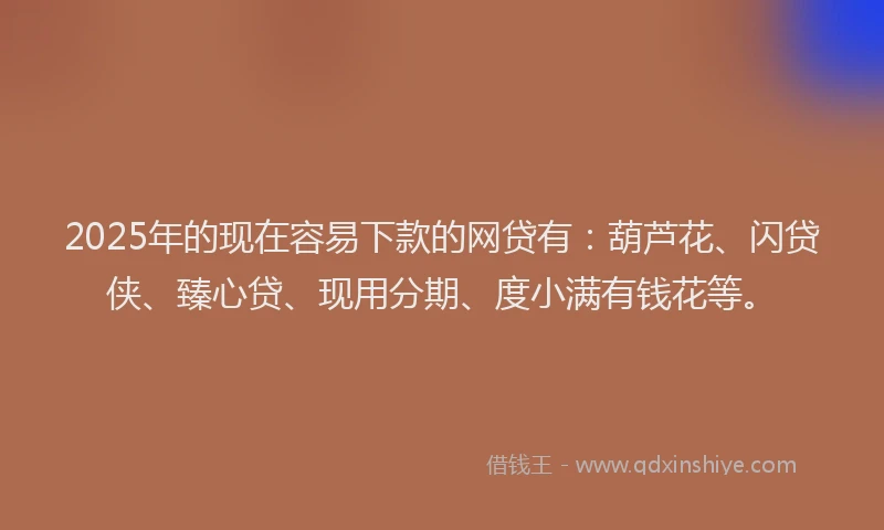 2025年的现在容易下款的网贷有：葫芦花、闪贷侠、臻心贷、现用分期、度小满有钱花等。