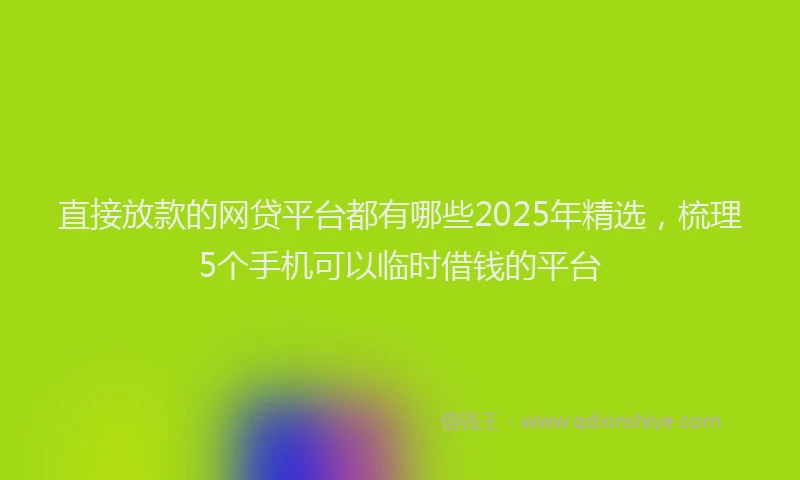 直接放款的网贷平台都有哪些2025年精选，梳理5个手机可以临时借钱的平台