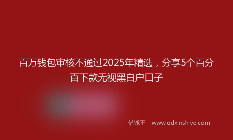 百万钱包审核不通过2025年精选，分享5个百分百下款无视黑白户口子