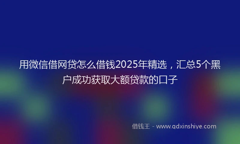 用微信借网贷怎么借钱2025年精选，汇总5个黑户成功获取大额贷款的口子