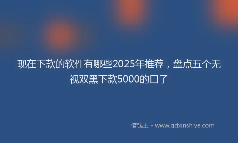 现在下款的软件有哪些2025年推荐，盘点五个无视双黑下款5000的口子