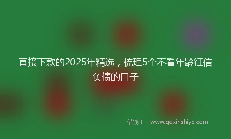 直接下款的2025年精选，梳理5个不看年龄征信负债的口子