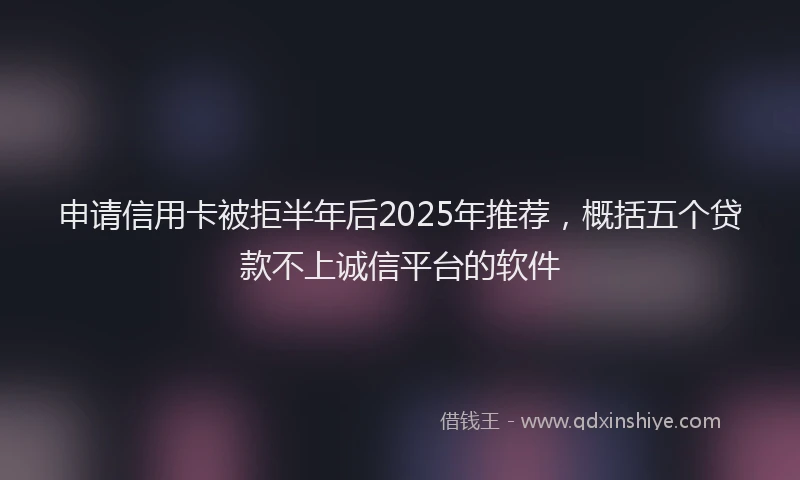 申请信用卡被拒半年后2025年推荐，概括五个贷款不上诚信平台的软件
