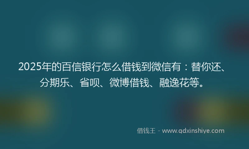 2025年的百信银行怎么借钱到微信有：替你还、分期乐、省呗、微博借钱、融逸花等。