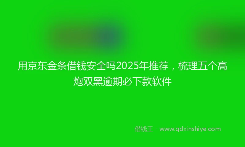 用京东金条借钱安全吗2025年推荐，梳理五个高炮双黑逾期必下款软件