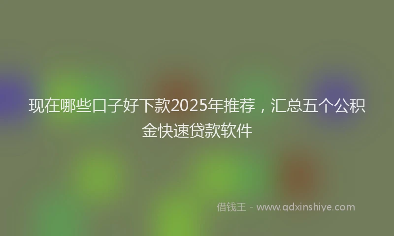 现在哪些口子好下款2025年推荐，汇总五个公积金快速贷款软件