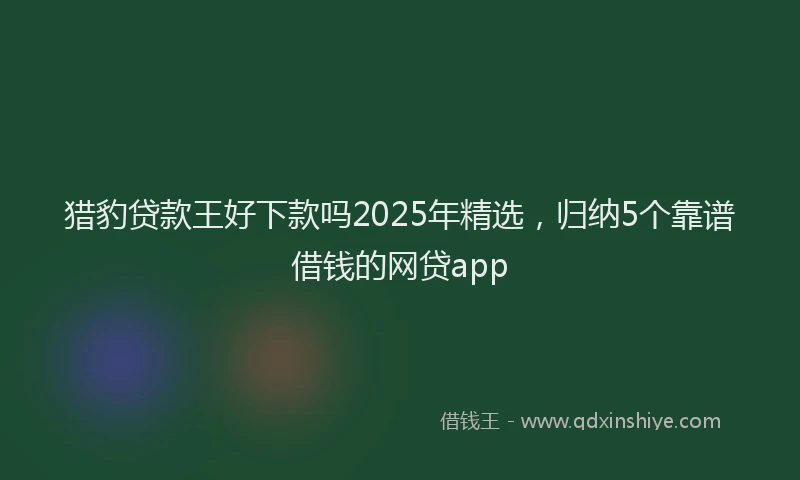 猎豹贷款王好下款吗2025年精选，归纳5个靠谱借钱的网贷app
