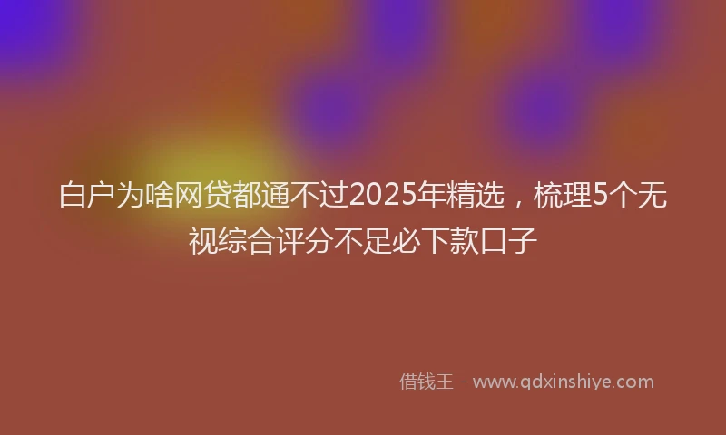 白户为啥网贷都通不过2025年精选，梳理5个无视综合评分不足必下款口子