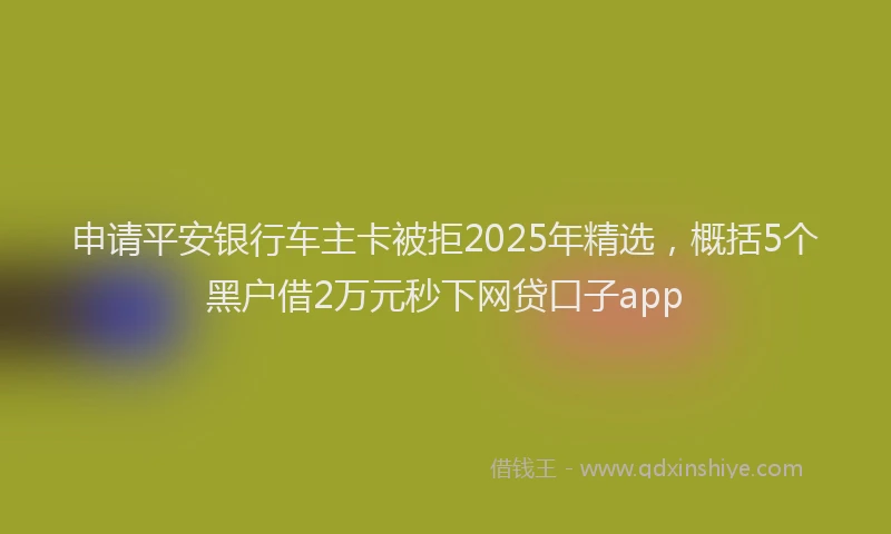 申请平安银行车主卡被拒2025年精选，概括5个黑户借2万元秒下网贷口子app