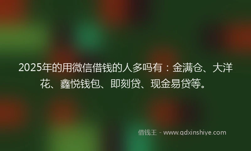 2025年的用微信借钱的人多吗有：金满仓、大洋花、鑫悦钱包、即刻贷、现金易贷等。