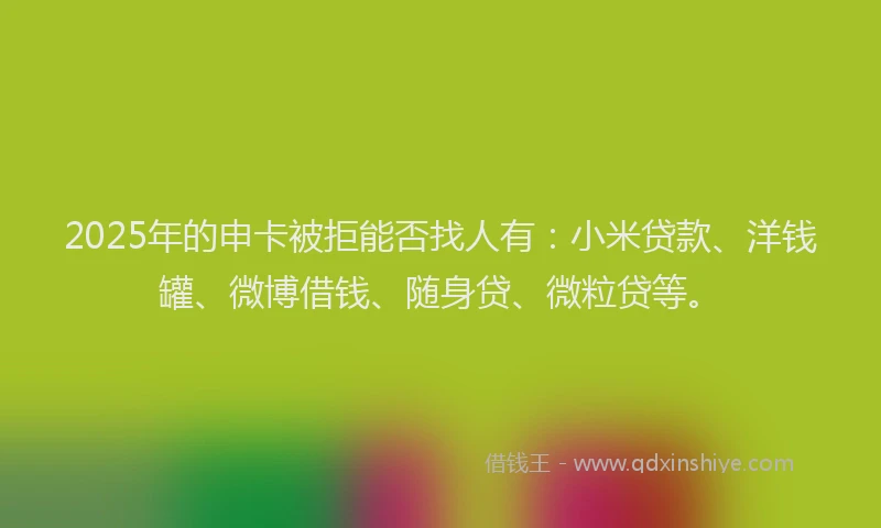 2025年的申卡被拒能否找人有：小米贷款、洋钱罐、微博借钱、随身贷、微粒贷等。