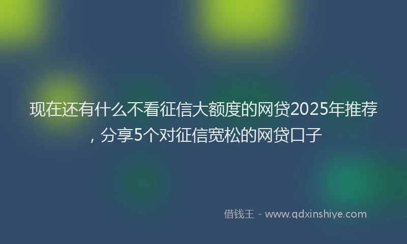 现在还有什么不看征信大额度的网贷2025年推荐，分享5个对征信宽松的网贷口子