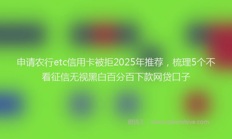 申请农行etc信用卡被拒2025年推荐，梳理5个不看征信无视黑白百分百下款网贷口子