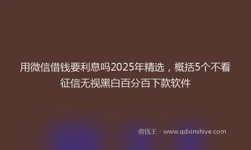 用微信借钱要利息吗2025年精选，概括5个不看征信无视黑白百分百下款软件