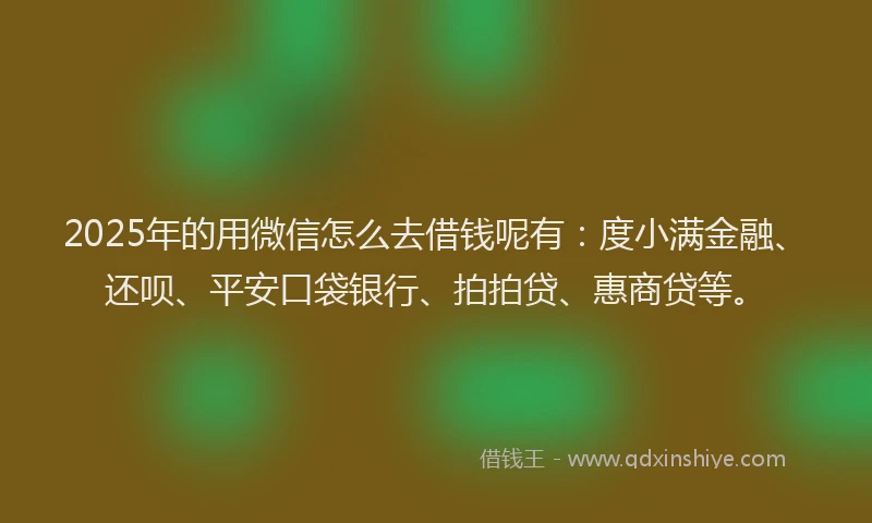 2025年的用微信怎么去借钱呢有：度小满金融、还呗、平安口袋银行、拍拍贷、惠商贷等。