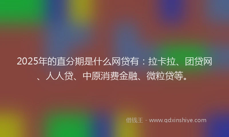 2025年的直分期是什么网贷有：拉卡拉、团贷网、人人贷、中原消费金融、微粒贷等。
