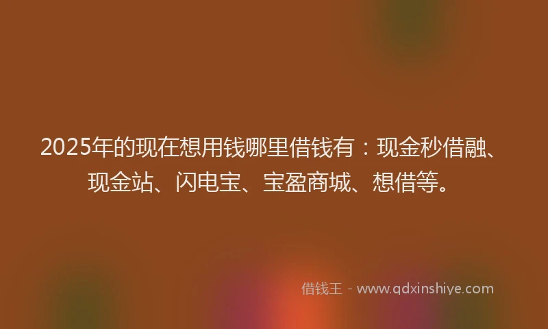2025年的现在想用钱哪里借钱有：现金秒借融、现金站、闪电宝、宝盈商城、想借等。