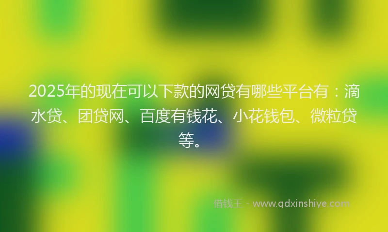 2025年的现在可以下款的网贷有哪些平台有：滴水贷、团贷网、百度有钱花、小花钱包、微粒贷等。