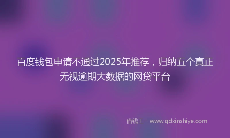 百度钱包申请不通过2025年推荐，归纳五个真正无视逾期大数据的网贷平台
