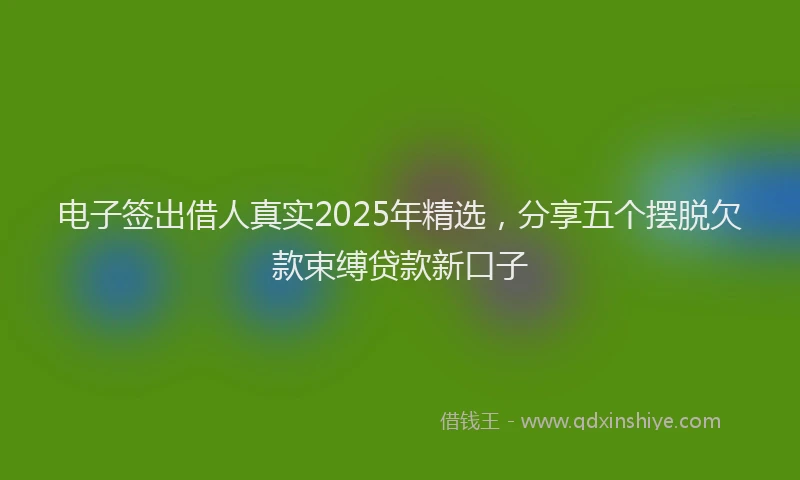 电子签出借人真实2025年精选，分享五个摆脱欠款束缚贷款新口子