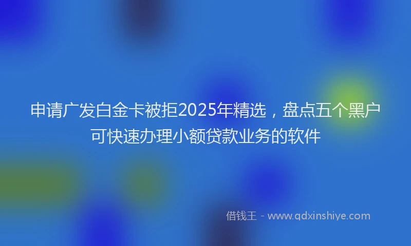 申请广发白金卡被拒2025年精选，盘点五个黑户可快速办理小额贷款业务的软件