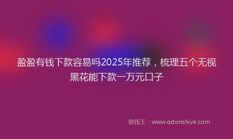 盈盈有钱下款容易吗2025年推荐，梳理五个无视黑花能下款一万元口子