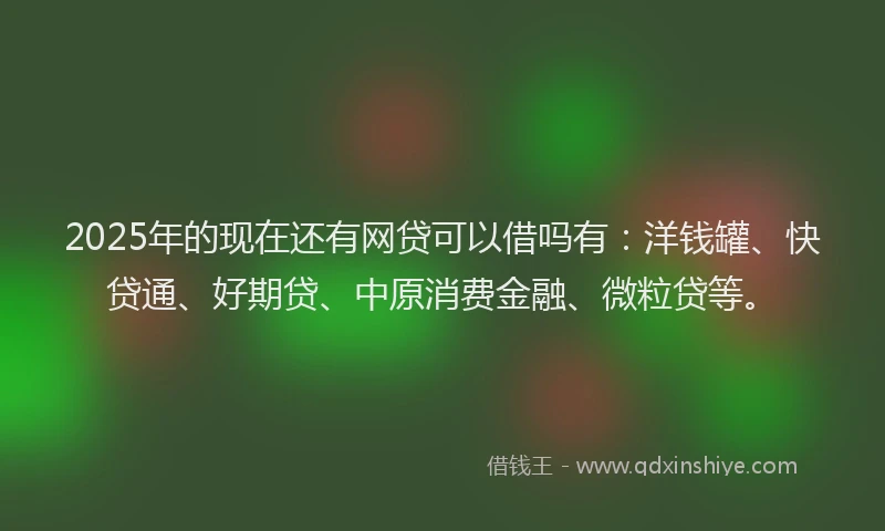 2025年的现在还有网贷可以借吗有：洋钱罐、快贷通、好期贷、中原消费金融、微粒贷等。