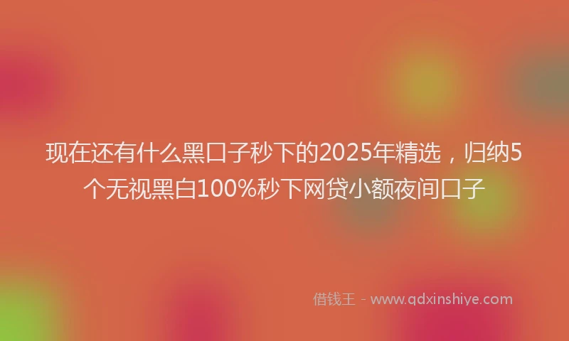 现在还有什么黑口子秒下的2025年精选，归纳5个无视黑白100%秒下网贷小额夜间口子
