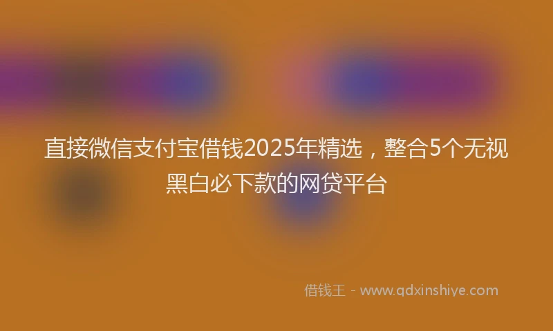 直接微信支付宝借钱2025年精选，整合5个无视黑白必下款的网贷平台