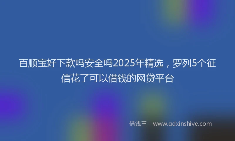 百顺宝好下款吗安全吗2025年精选，罗列5个征信花了可以借钱的网贷平台